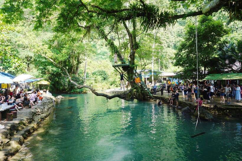 Day Trip Vientiane - VangVieng by Express Train - Cooling off at the Blue Lagoon