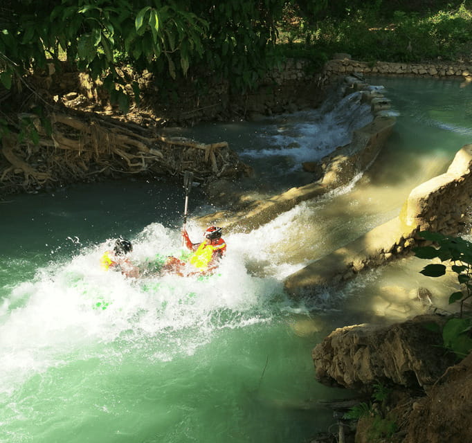 Luang Prabang: Kuang Si Waterfall Jungle Rafting - Getting ready: helmet, paddle, and life jacket