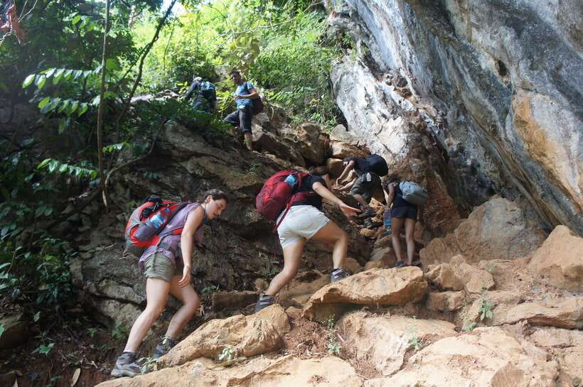 Vang Vieng: Jungle & Caves Full-Day Private Trekking Tour - Down the far side toward Secret Eden