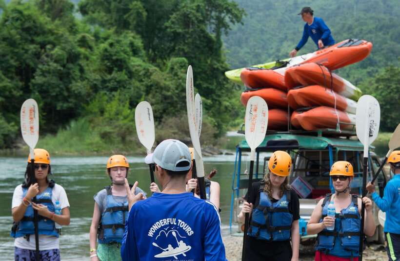 Vang Vieng: Tham Nangfar and Tham Nam Day Tour with Kayaking - Guides, safety, and the pace of the day