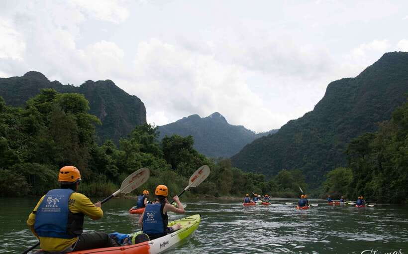 Vang Vieng: Tham Nangfar and Tham Nam Day Tour with Kayaking - Optional ziplining and extra waiting time