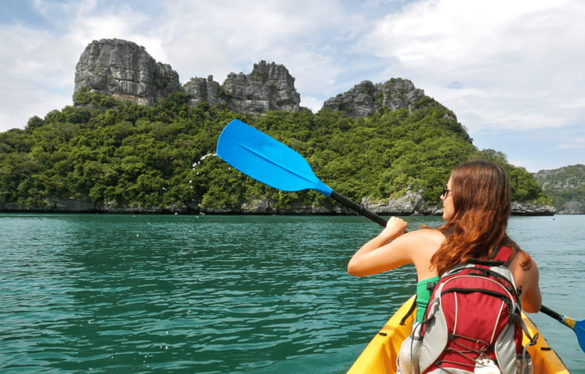 Vang Vieng:Zipline,Water Cave,Tham Chang,Kayak,Blue Lagoon 3 - Kayaking the Nam Song for 40 minutes