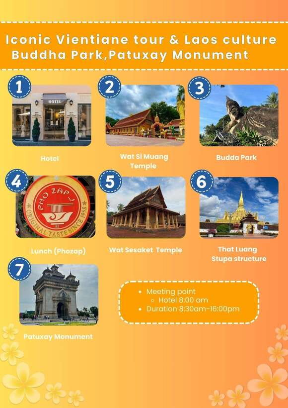 Vientiane: Cultural Tour with Buddha Park and Patuxay - PhoZap gives you a short lunch break